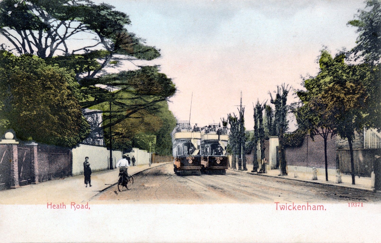 Twickenham,street-townscape,trams,lady cyclist